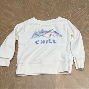 J. Crew White Sweatshirt with Chill Mountain Graphic